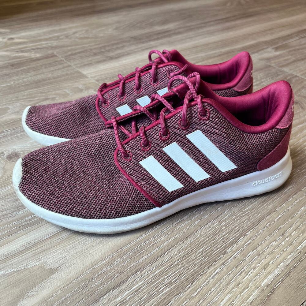 Adidas Women's Size 7.5 Cloudfoam QT Racer BC0006 Red Maroon White Sneaker Shoes